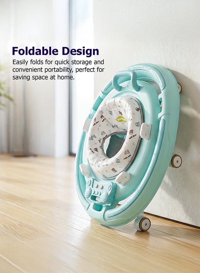 بيبي مشاية الأطفال 2 في 1 من بايبي للأطفال، مشاية مستديرة للأطفال مع مقبض دفع، مقعد قابل للدوران 360 درجة، شريط ألعاب موسيقية وسجادة قدم | مشاية أنشطة الأطفال | مشاية الدفع للأطفال الأولاد والبنات من عمر 6 إلى 24 شهرًا باللون الأزرق الفاتح - Image 5