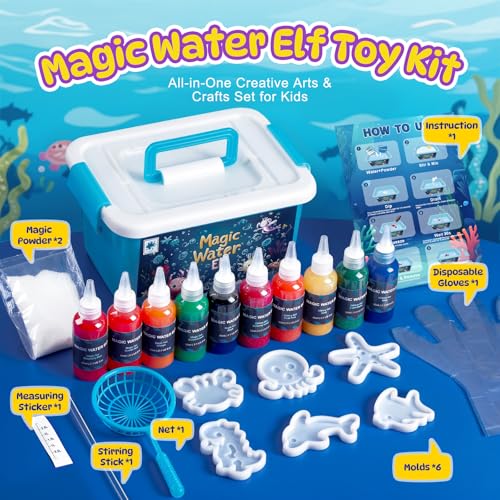 TMOL Magic Water Elf Toy Kit Aqua Fairy Water Gel Kit for Kids with 10 Magic Gel 6 MoldsMake Your Own Water Pets Squishy Toys Craft Kits for Kids Ages 8 9 10 Years Old - Image 5