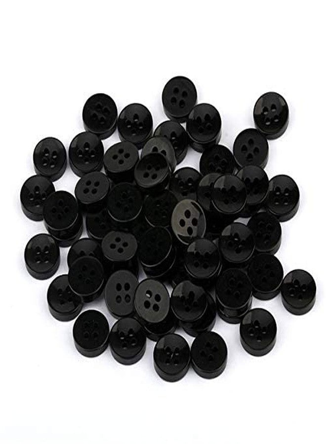 M Fabrics Black Shirt Buttons 4 Hole Resin Buttons 11.5mm for Sewing Knitting Dress Making Craft and Decorations Pack of 50 - Image 1