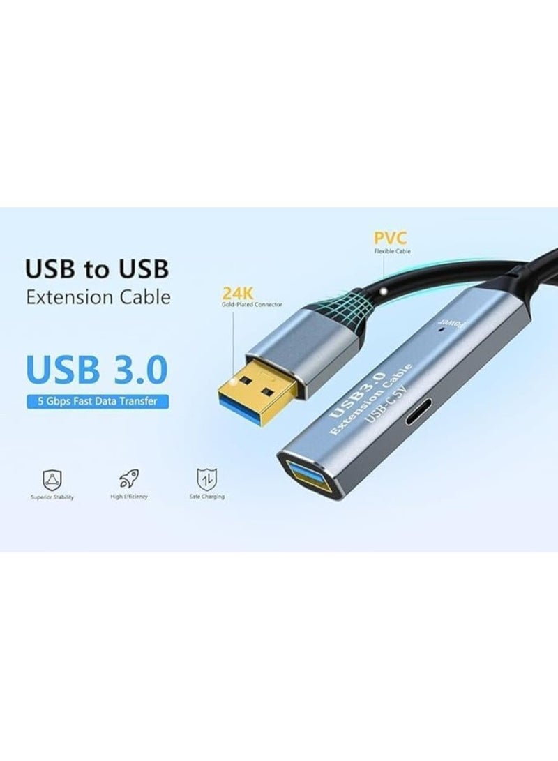 Reacon 10M USB 3.0 Active Extension Cable – High-Speed Male to Female Repeater Cord for Data Transfer & Charging – 5Gbps Long USB Booster Cable - Image 2