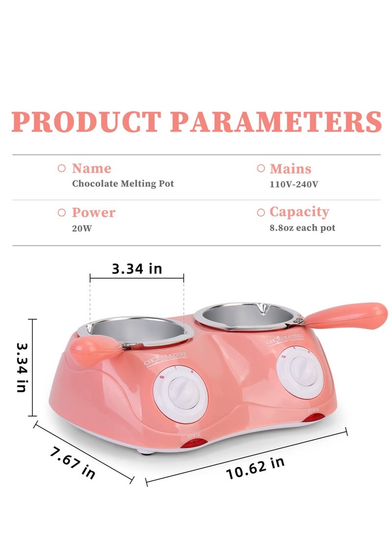 Electric Chocolate Melting Pot Gift Set- Chocolates, Candy Making or Cheese Fondue Fountain Kit w/ 7 Free Accessories including Molds, Trays, Dipping Forks  Recipe Book(Pink) - Image 2
