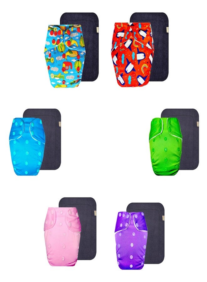 Dumbledo Premium Cloth Diaper with Gray Insert (Pack of 6) | Soft & Gentle | Reusable & Washable | Easy to Clean | Designed by Moms | 3 Months - 3 Years | Unisex Baby - Image 1