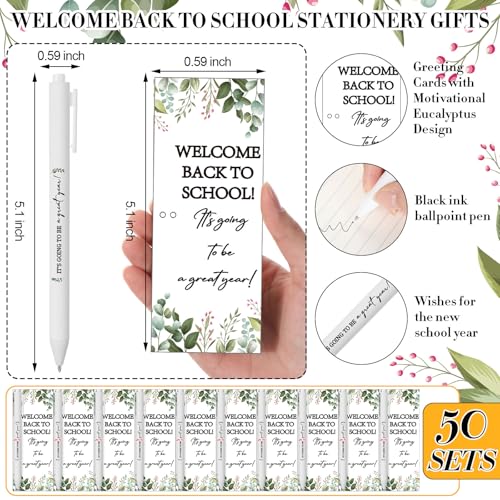 Dunzoom 50 Sets Welcome Back to School Gifts Include Greeting Cards and Inspirational Ballpoint Pens First Day of School Stationery Set for Teachers Students Reward Supplies(Paper,Classic Style) - Image 4