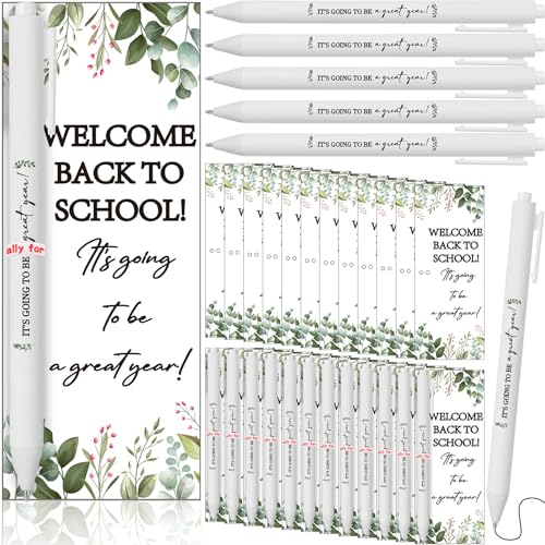 Dunzoom 50 Sets Welcome Back to School Gifts Include Greeting Cards and Inspirational Ballpoint Pens First Day of School Stationery Set for Teachers Students Reward Supplies(Paper,Classic Style) - Image 1