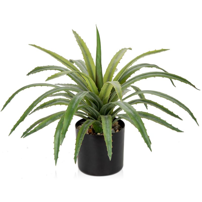 Briful Agave Plant Artificial 17 Inch Fake Potted Plant Large Succulent Fake Plants for Home Office Desk Bathroom Shelf - Image 1