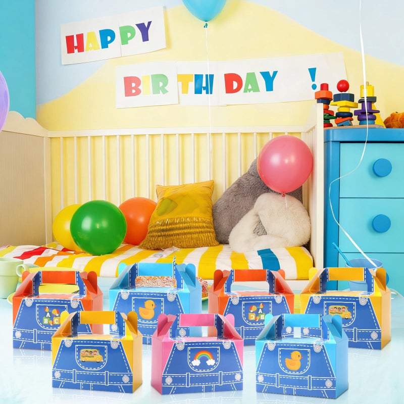 MinFyberd 12Pcs Party Favors Gift Boxes Cartoon Teacher Paper Treat Boxes Bulk English Teacher Birthday Goodie Candy Box with Handles Birthday Shower Cartoon Theme Party Decorations - Image 5