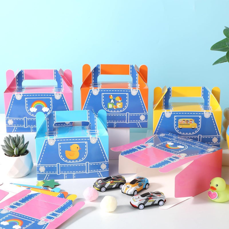 MinFyberd 12Pcs Party Favors Gift Boxes Cartoon Teacher Paper Treat Boxes Bulk English Teacher Birthday Goodie Candy Box with Handles Birthday Shower Cartoon Theme Party Decorations - Image 4
