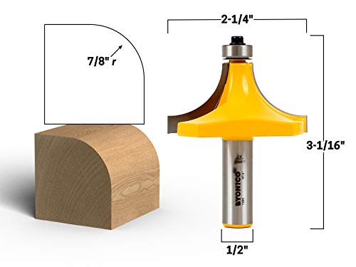 YONICO 13969 7/8-Inch Radius Round Over Edge Forming Router Bit 1/2-Inch Shank - Image 2