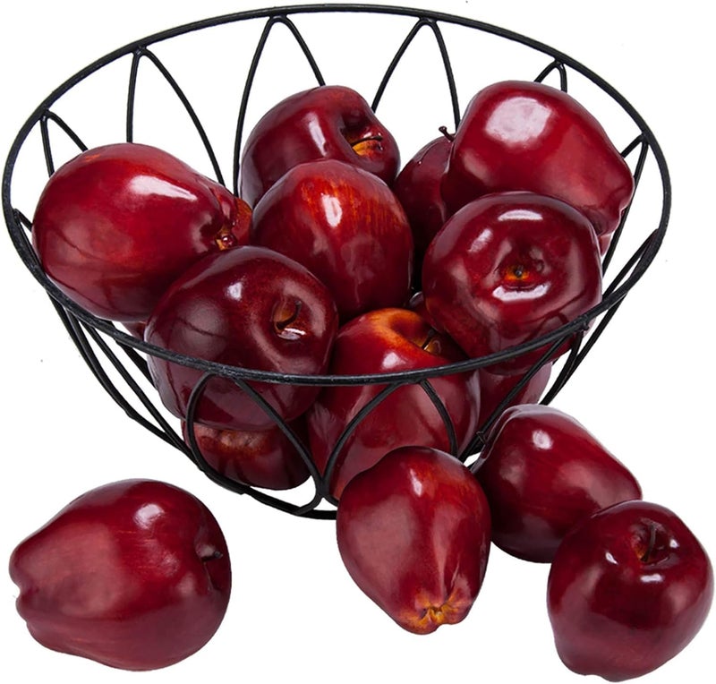 Toopify 16PCS Artificial Red Apples, Red Delicious Faux Apples, Plastic Fruit, Fake Lifelike Simulation Fruit for Home Kitchen Table Basket Decoration, 3.43" x 2.95" - Image 1