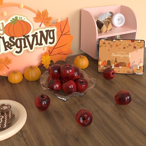 Toopify 16PCS Artificial Red Apples, Red Delicious Faux Apples, Plastic Fruit, Fake Lifelike Simulation Fruit for Home Kitchen Table Basket Decoration, 3.43" x 2.95" - Image 3