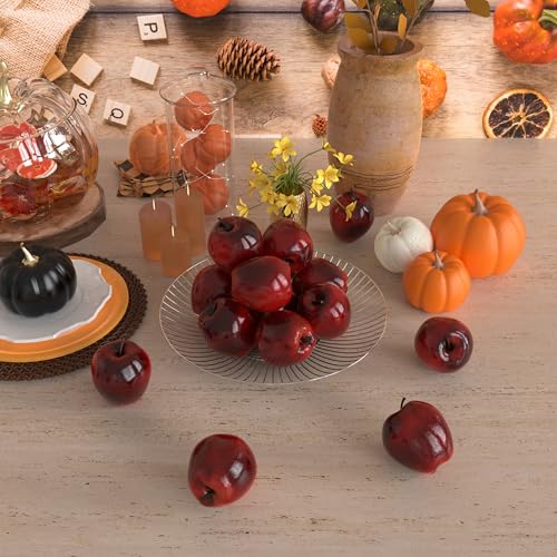 Toopify 16PCS Artificial Red Apples, Red Delicious Faux Apples, Plastic Fruit, Fake Lifelike Simulation Fruit for Home Kitchen Table Basket Decoration, 3.43" x 2.95" - Image 5