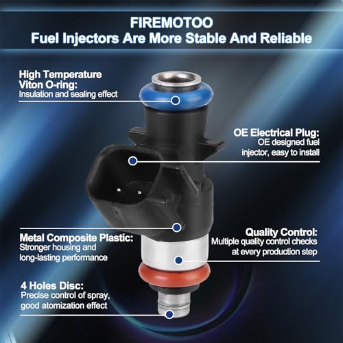 FIREMOTOO Fuel Injectors Pack of 6 4 Holes Compatible with Jeep Cherokee 32L V6 2014 2015 2016 2017 - Image 3