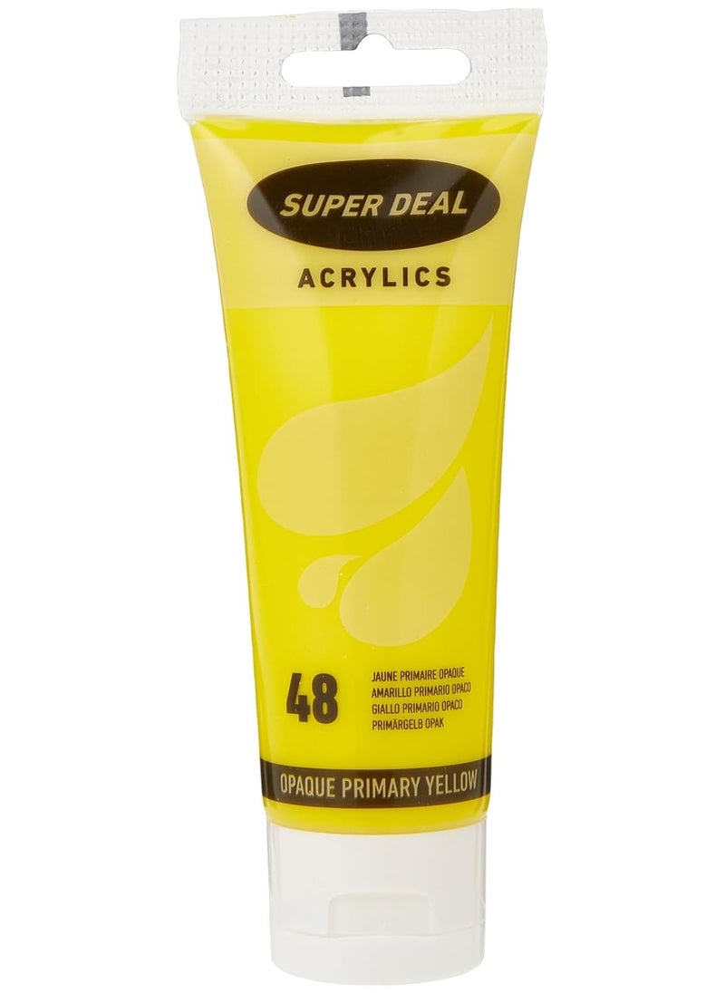 SUPER DEAL SUPER DEAL Acrylic Color Paint Tube 75Ml Opaque Primary Yellow Sd 4212-48 