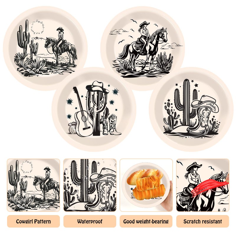 Wiooffen 48PCS Western Paper Plates Western Cowgirl Party Dessert Dinner Plates Wild West Rodeo Party Tableware for Cowboy Cowgirl Birthday Parties Decorations Supplies - Image 3