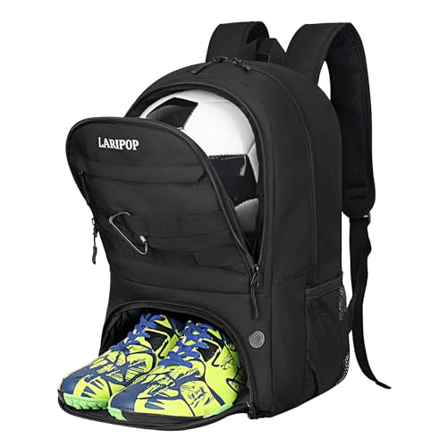LARIPOP Soccer Backpack,Soccer Bag with Ball Holder and Shoe Compartment,Sports Equipment Training Bags Fits Basketball Football Volleyball and Accessories - Image 1