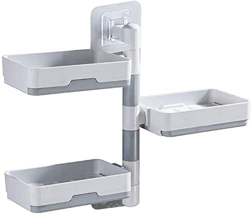 CHALISA Super Powerful Self-Adhesive 3 Layer Soap Dish Holder for Bathroom Shower and Kitchen Wall Mounted Rotatable Soap Holder Saver Box Storage(White, Plastic) - Image 1