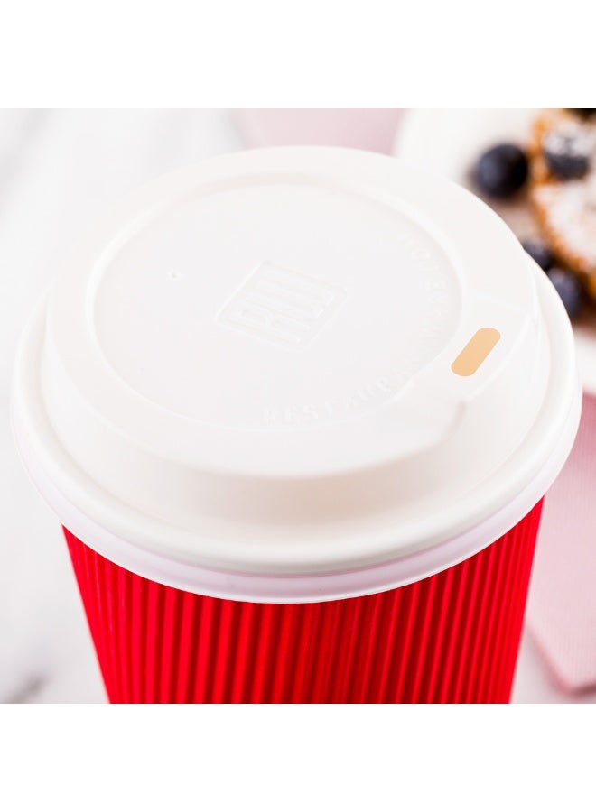 Restaurantware LIDS ONLY: 25-CT Disposable White Lid for Coffee and Tea Cups - Fits 8, 12, 16, 20-OZ Cups: Perfect for Coffee Shops, Juice Shops, and Takeout - Recyclable Polystyrene Cup Lid - Image 3