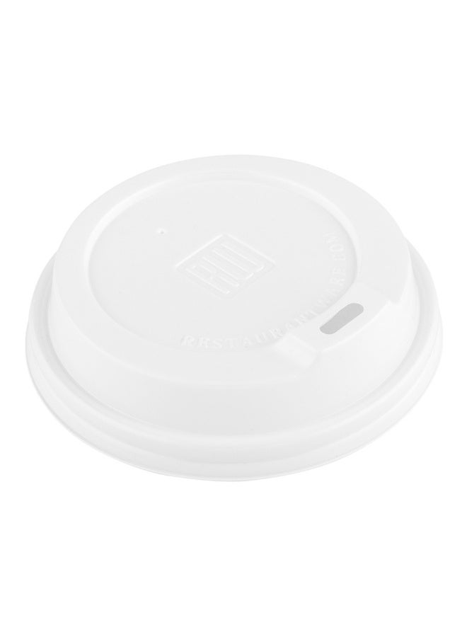 Restaurantware LIDS ONLY: 25-CT Disposable White Lid for Coffee and Tea Cups - Fits 8, 12, 16, 20-OZ Cups: Perfect for Coffee Shops, Juice Shops, and Takeout - Recyclable Polystyrene Cup Lid - Image 2