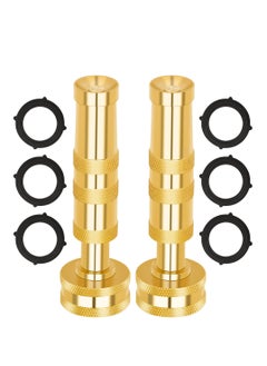 KASTWAVE Brass Hose Nozzle, High Pressure Jet Nozzles 2 Pack, Heavy Duty Sprayer for Garden Hoses, Adjustable Spray Gun, Solid Twist Water Hose Nozzle for Patio, Lawn, Car Wash, Extra 6 Rubber Washers  - Image 1