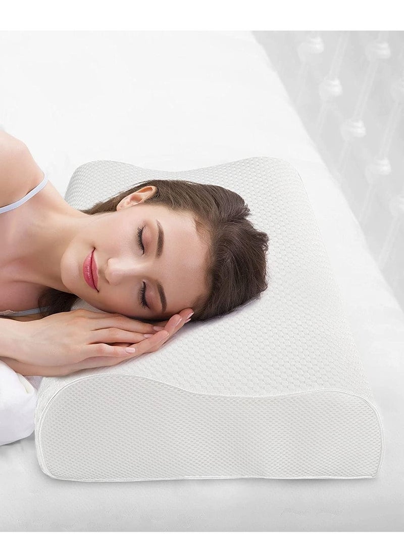 ELTRAZONE - Memory Foam Pillow, Findigit Cervical Neck Support Pillow for Sleeping, Contour Ergonomic Orthopedic Pillow for Back, Side Sleeper (White) - Image 1