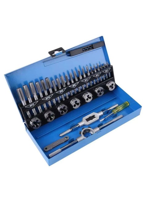 32pcs tap and die set broken screw repairer, High Precision Rethread Set with Storage Bag for Cutting External and Internal Threads