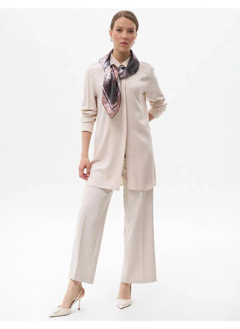 Kayra Pressed Crease Wide-Leg Pants in Stone