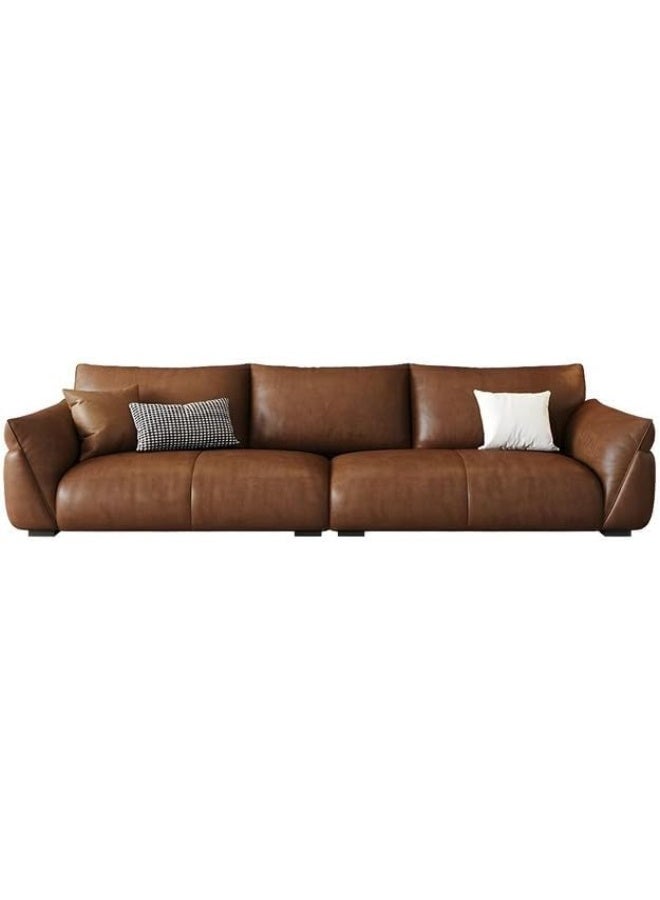 Comfynest Comfynest Modern Caramel Faux Leather Sofa 
