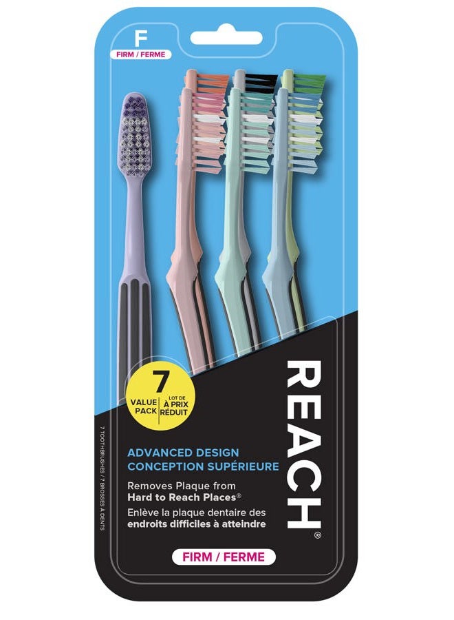 REACH Advanced Design Toothbrush, Firm Bristles, 7 Count Value Pack - Image 1