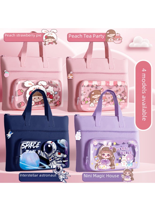 Kaba Bear Pupil Cute Handheld Tram Bag A4 Children Cartoon Learning File Bag Supplies Stationery Tram Bag For Tram Bag - Image 2