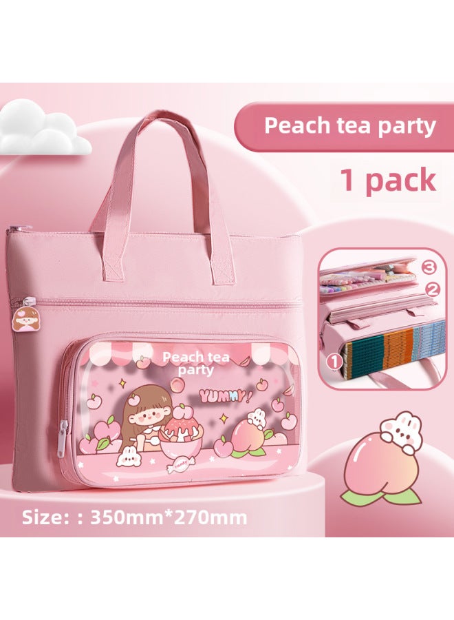 Kaba Bear Pupil Cute Handheld Tram Bag A4 Children Cartoon Learning File Bag Supplies Stationery Tram Bag For Tram Bag - Image 1