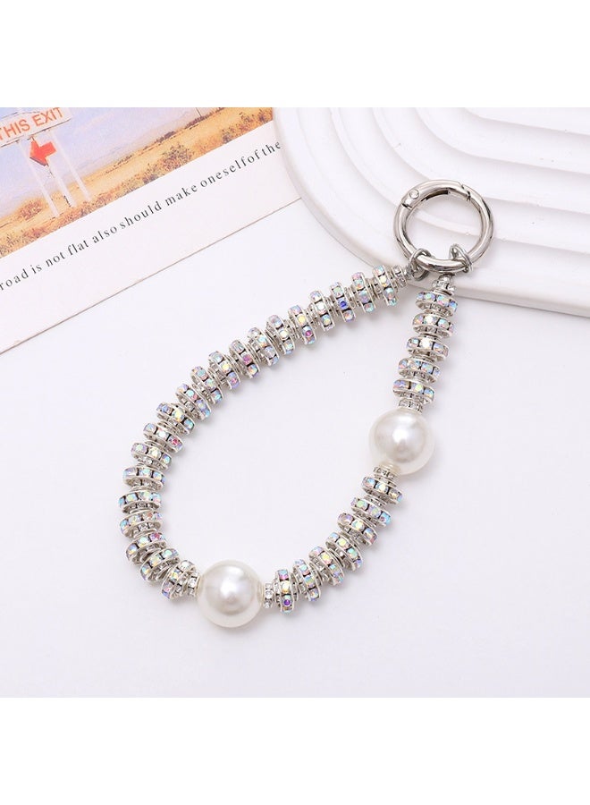 NIBEMINENT Super Cute Beaded Phone Charm – Trendy Phone Chain Wrist Strap, Shining Beads Chain Lanyard for Cell Phone