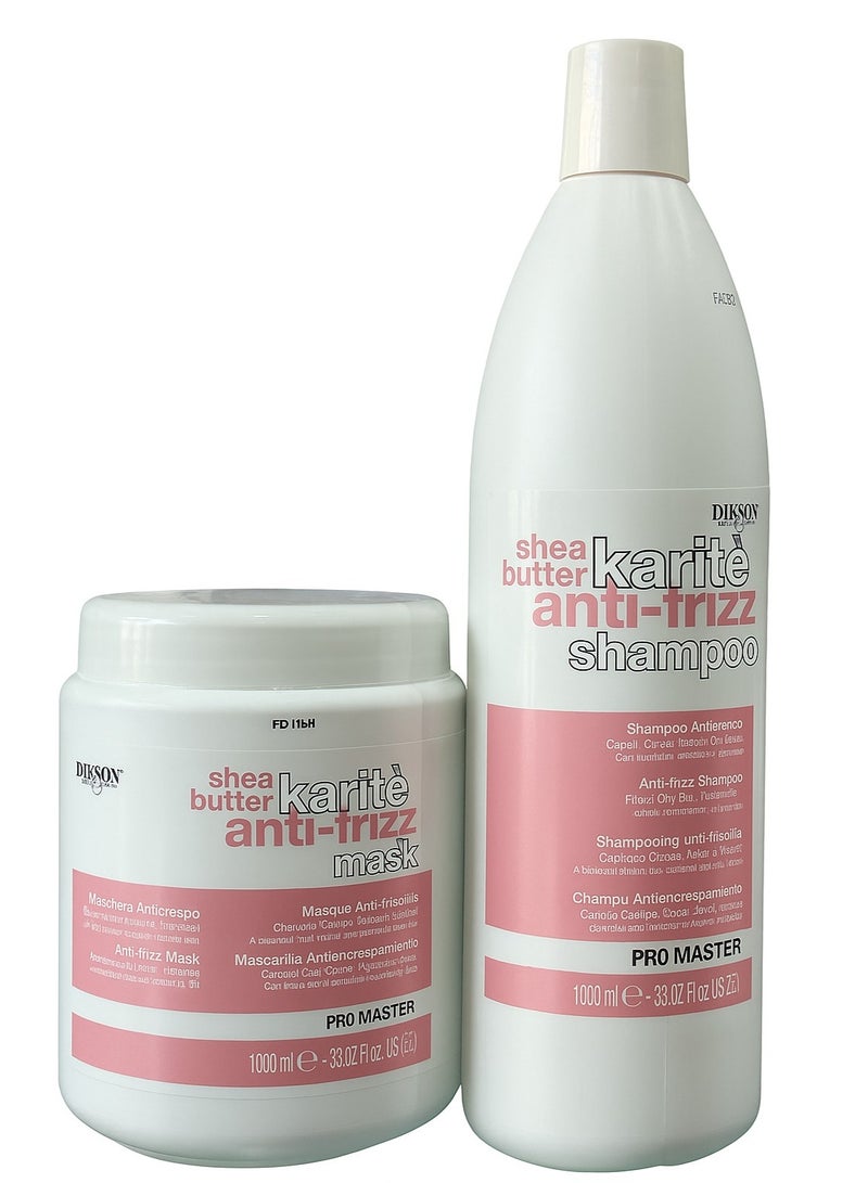Dikson shampoo 1000 ml mask 1000 ml shea butter karite anti frizz