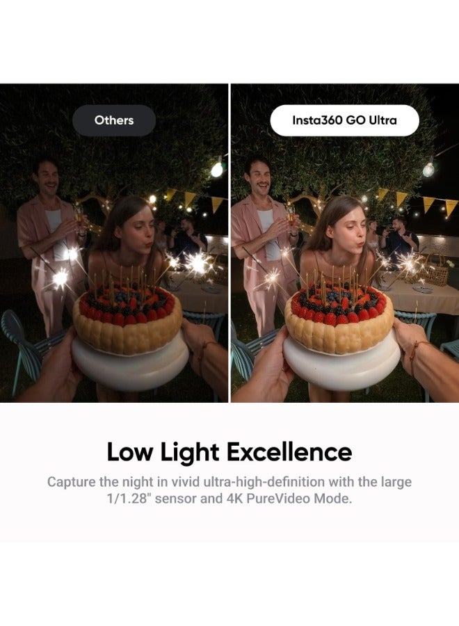 انستا 360 حزمة GO Ultra القياسية | كاميرا أكشن صغيرة بدقة 4K، تصوير في الإضاءة المنخفضة، مقاومة للماء حتى 10م، بزاوية واسعة، مع شاشة قابلة للتدوير، تثبيت FlowState، قلادة مغناطيسية، مشبك للسفر والتدوين - أبيض - Image 5
