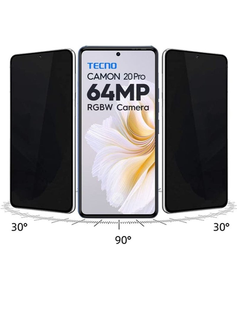 Tecno Camon 20Pro 4G/CK7n Privacy Screen Protector Privacy Tempered Glass Screen Protector, Anti-Peep Anti-drop 9H Hardness Glass Protection Guard Anti-Spy Privacy Anti-scratch Film Phone Accessories - Image 2