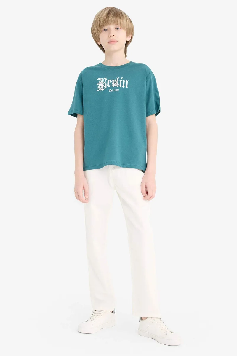 ديفاكتو Boy Crew Neck Printed Short Sleeve T-Shirt