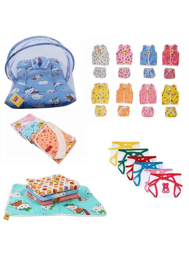 فاريتو مجموعة من 5 قطع من القطن للأطفال حديثي الولادة الأكثر استخدامًا في عبوة واحدة - أزرق (من 0 إلى 6 أشهر) إجمالي العناصر: 30، صديقة للبشرة - Image 1