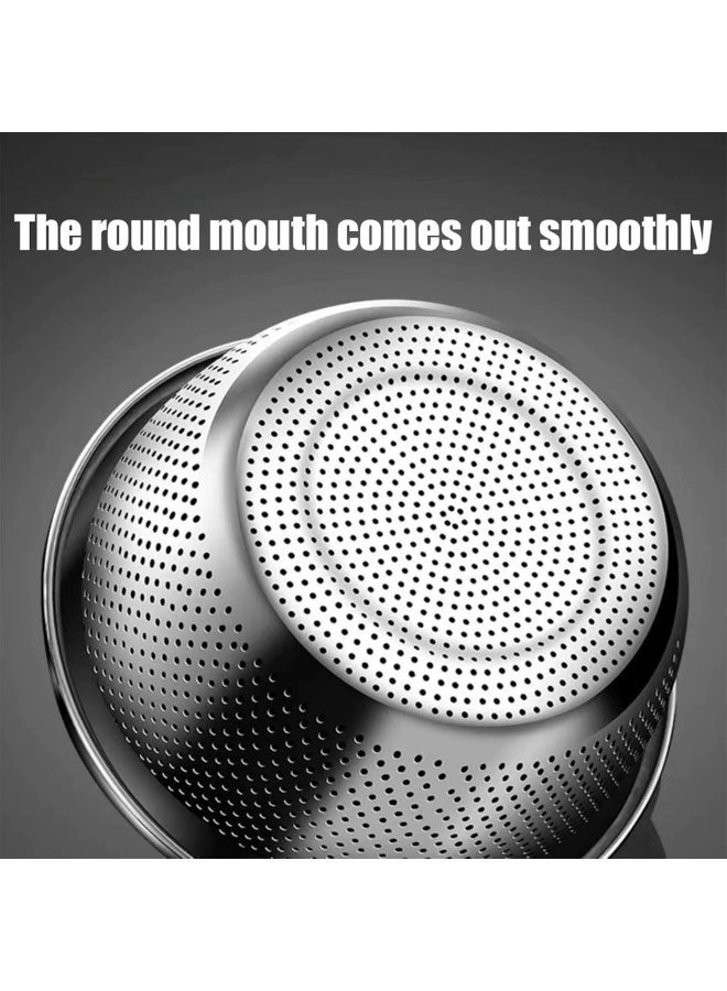 ECVV Stainless Steel Strainer Basket Fruit Vegetable Washing Bowl Metal Sink Strainer Mesh Colander Drain Net Basket | 32cm | Silver - Image 3