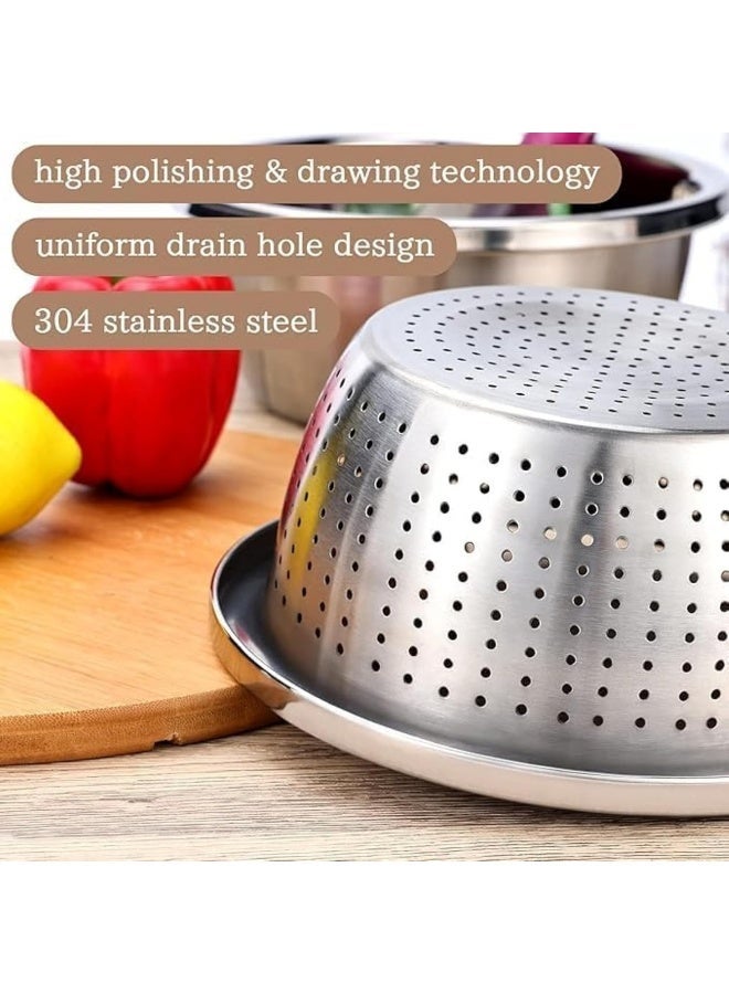 ECVV Stainless Steel Strainer Basket Fruit Vegetable Washing Bowl Metal Sink Strainer Mesh Colander Drain Net Basket | 32cm | Silver - Image 2