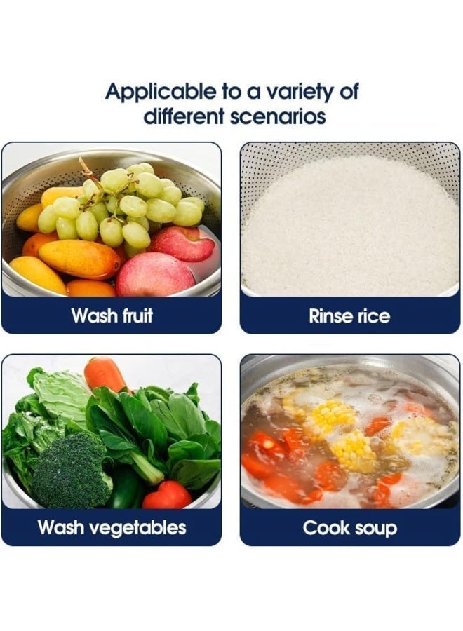 ECVV Stainless Steel Strainer Basket Fruit Vegetable Washing Bowl Metal Sink Strainer Mesh Colander Drain Net Basket | 32cm | Silver - Image 4