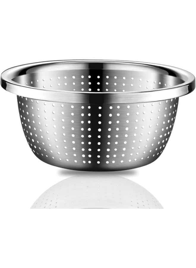 ECVV Stainless Steel Strainer Basket Fruit Vegetable Washing Bowl Metal Sink Strainer Mesh Colander Drain Net Basket | 32cm | Silver - Image 1