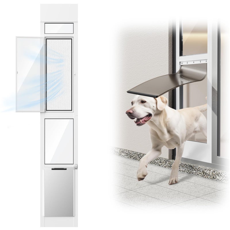 FurrFinesse Dog Door for Sliding Glass Door, Adjustable Height 75 3/5" to 80" Sliding Door Pet Door Insert with Screen Design, Suitable for Large Dogs Up to 75 lbs, New - Image 1