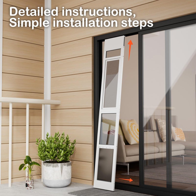FurrFinesse Dog Door for Sliding Glass Door, Adjustable Height 75 3/5" to 80" Sliding Door Pet Door Insert with Screen Design, Suitable for Large Dogs Up to 75 lbs, New - Image 4