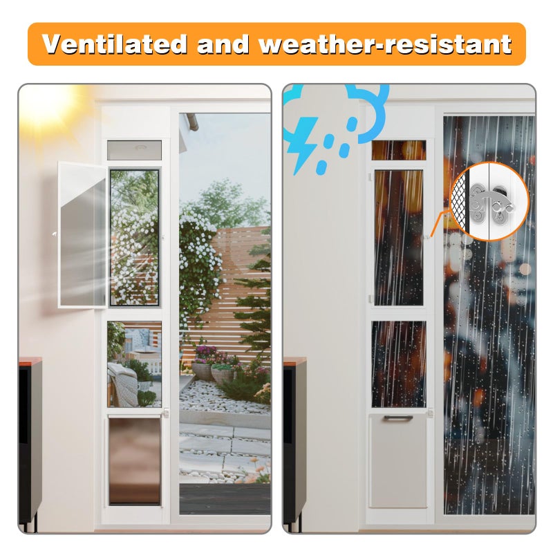 FurrFinesse Dog Door for Sliding Glass Door, Adjustable Height 75 3/5" to 80" Sliding Door Pet Door Insert with Screen Design, Suitable for Large Dogs Up to 75 lbs, New - Image 2