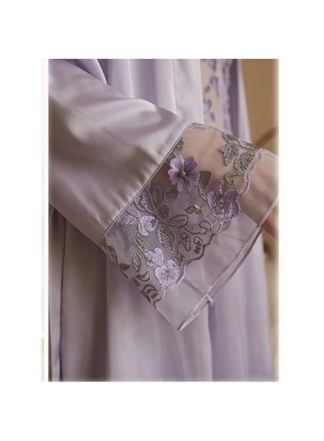 Caprisious  Luxe Velvet & Lace Pajama Set with Floral Embroidery – 2-Piece Nightgown and Robe for Women | Best Price UAE
