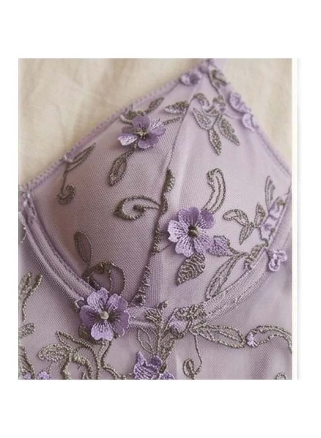 Caprisious  Luxe Velvet & Lace Pajama Set with Floral Embroidery – 2-Piece Nightgown and Robe for Women | Best Price UAE