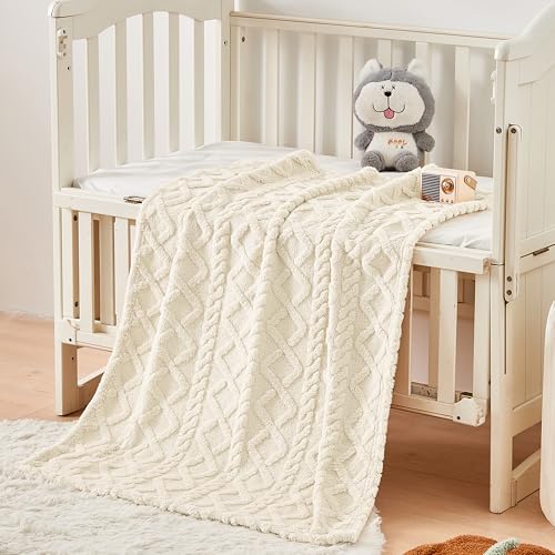 Yurhap Sherpa Fleece Baby Blanket, Ultra Soft Fluffy Premium Baby Blankets for Boys Girls, Cozy Infant Toddler Newborn Receiving Blankets for Crib Stroller 30”×40” (Cream) - Image 5