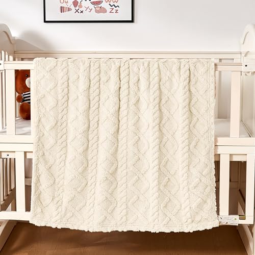 Yurhap Sherpa Fleece Baby Blanket, Ultra Soft Fluffy Premium Baby Blankets for Boys Girls, Cozy Infant Toddler Newborn Receiving Blankets for Crib Stroller 30”×40” (Cream) - Image 4