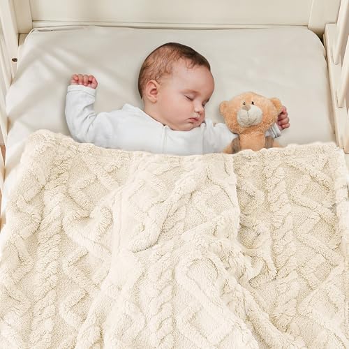 Yurhap Sherpa Fleece Baby Blanket, Ultra Soft Fluffy Premium Baby Blankets for Boys Girls, Cozy Infant Toddler Newborn Receiving Blankets for Crib Stroller 30”×40” (Cream) - Image 2
