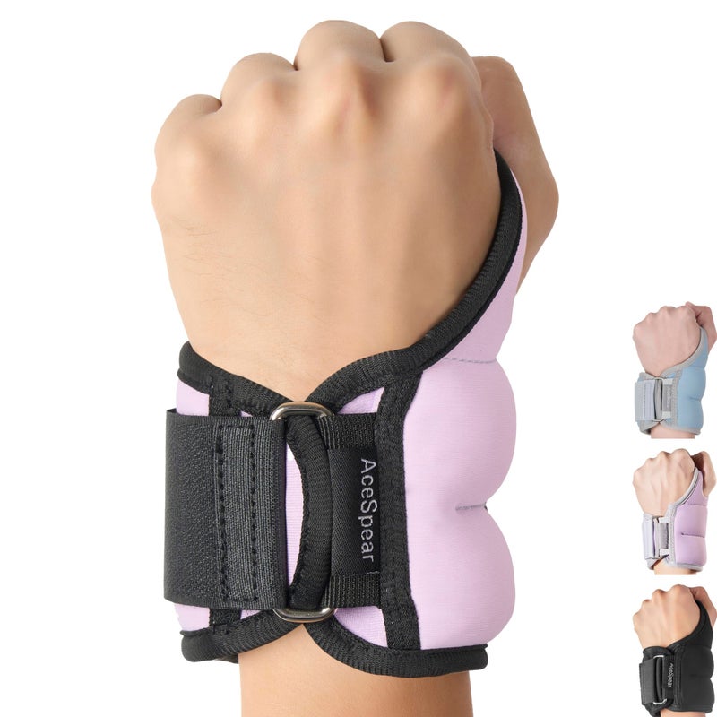 AceSpear Wrist Weights with Thumb Loops Lock for Men Women 1lb*2 2lbs*2 3lbs*2 Ankle Weights Weighted Gloves for Running Strength Training Walking Exercises (Lavender, 1 lb x 2) - Image 1