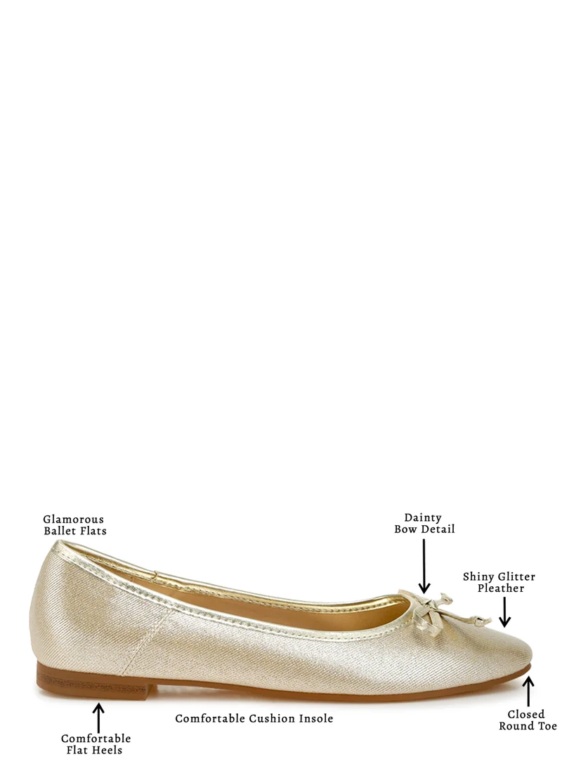 London Rag Metallic Ballet Flats in Gold